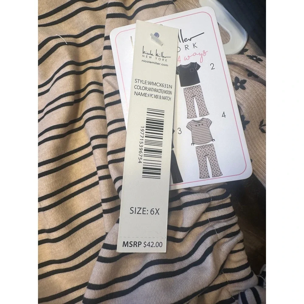 Nicole Miller‎ New York Kids 6 Piece Set Size 6X Striped Floral Kidcore
